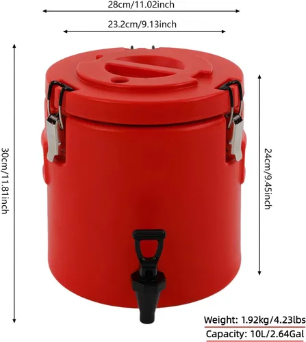 Vista 3 de Dispensador de bebidas aislado, de acero inoxidable, térmico para café frío y caliente, agua, dispensador de bebidas con grifo para hielo, fiesta