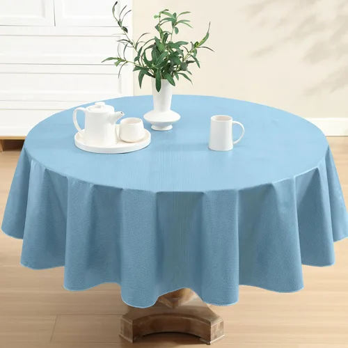 Vista 18 de Newbridge Basketweave - Mantel con parte trasera de franela de vinilo de color sólido, aspecto texturizado de tejido de cesta, mantel impermeable