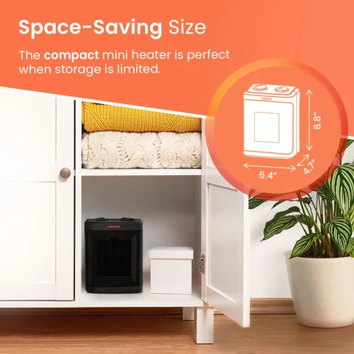 Vista 9 de Pro Breeze Calentador de espacio: calentador eléctrico portátil de 1500 W para uso en interiores, calentador de cerámica con termostato ajustable
