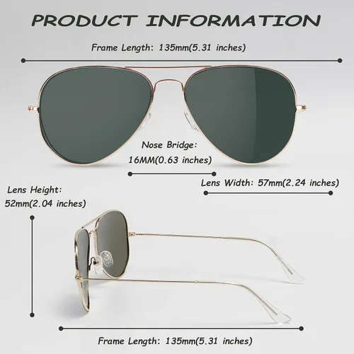 Vista 4 de Yaserra Lentes de sol de aviador polarizados retro para hombres y mujeres, lente TAC espejada, marco de metal, doble puente con protección UV400