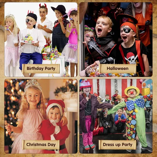 Vista 6 de Joy Bang Disfraz de pirata para niños, disfraces de bucanero de Halloween para niños y niñas de 3 a 12 años, juego de rol de simulación de cosplay
