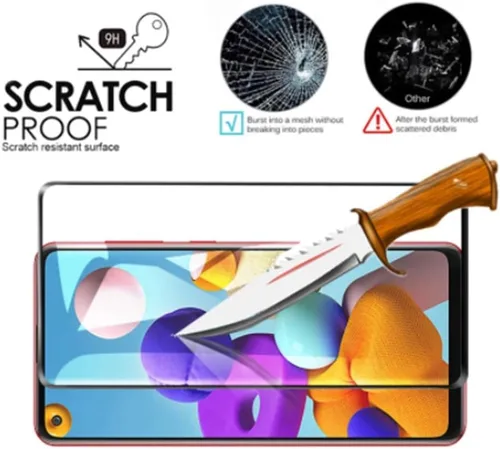 Vista 5 de Protector de pantalla de cobertura completa para Samsung Galaxy A21, 2 unidades, de alta transparencia de seda negra resistente a los arañazos