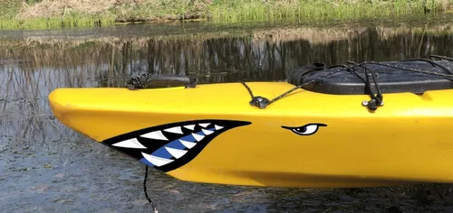 Vista 3 de Kayak Stickers Decals Waterproof,2 Pairs Shark Teeth Sticker,Flying Tiger Decal,Warhawk Sticker,Shark Decal for Kayak Canoe Fishing Boat Car Truck