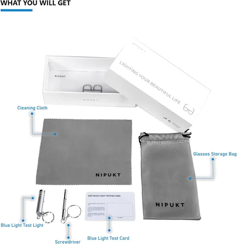 Vista 6 de Nipukt Paquete de 2 lentes de luz azul para mujereshombres marco de anteojos de moda sin receta accesorios de oficina y exteriores