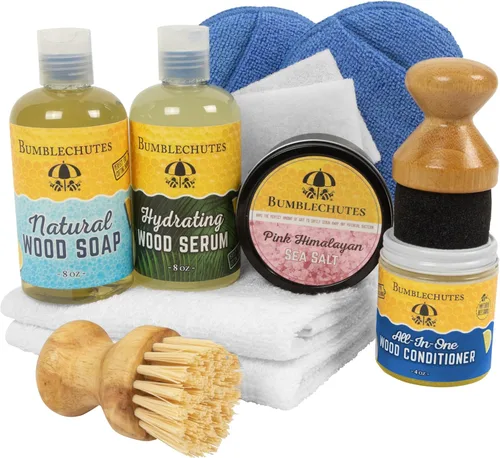 Vista 2 de Bumblechutes Kit de cuidado de tabla de cortar de madera, caja de regalo, limpia, hidrata, protege, tabla de cortar de cera de abeja natural, aceite