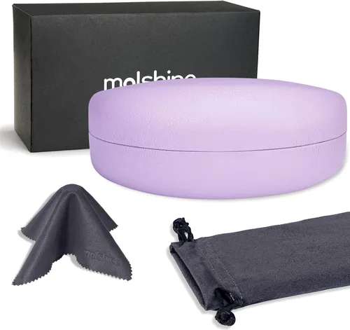 Vista 2 de molshine Funda rígida para gafas de sol, funda clásica grande para lentes de sol, lentes con paño de limpieza, bolsa