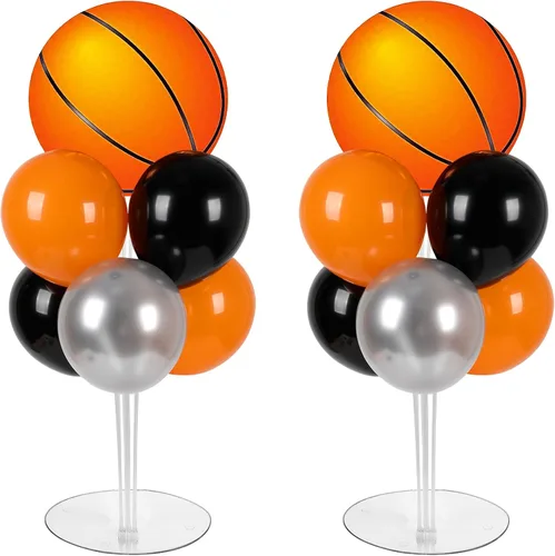 Vista 16 de Kit de soporte para globos de fiesta de fútbol 2 juegos con 2 globos de rugby de aluminio tipo bola, centro de mesa temático de fútbol para mesas