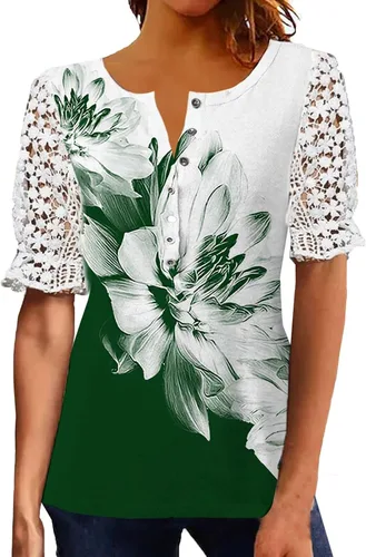 Vista 3 de Plus Size Dressy Shirts for Women Spring and Summer Short Sleeved Women's Printed Plus Size Work Shirts for Women