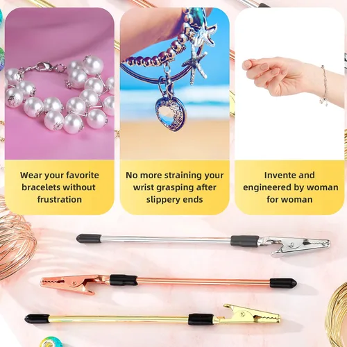 Vista 5 de 3 piezas de pulsera herramienta de joyería ayudante pulsera de mano ayudante equipo de fijación y gancho para joyería pulsera collar reloj cierres