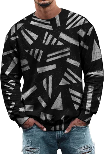 Vista 16 de MARSVOVO Sudadera para hombre 2025 para otoño e invierno, cuello redondo, básica, holgada, cómoda, cálida, moderna, casual, estampado, sin botones