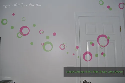 Vista 6 de Vinilo adhesivo de pared rosa intenso, círculos, burbujas, puntos 25+ PC