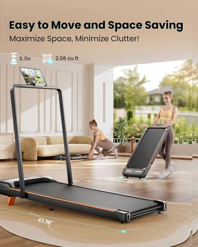 Vista 7 de Walking Pad with Incline, Under Desk Treadmill for Home Office Negro claro