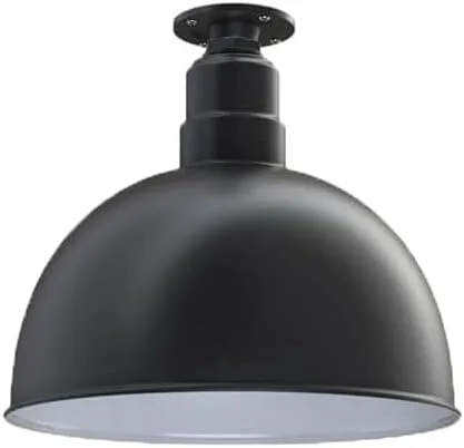 Vista 48 de Steel Lighting Co. Colgante de cuenco rosa Lámpara montada en el techo Cúpula de 15 pulgadas vástago de 12 pulgadas Estilo granero de acero