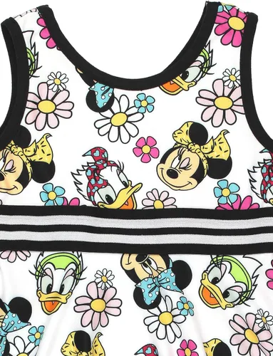 Vista 3 de Disney Minnie Mouse and Daisy Duck - Vestido sin mangas para niñas y niños pequeños, color blanconegromulticolor