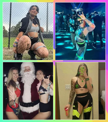 Vista 5 de EVELUST Pantalones cortos para mujer - EDC Edm Festival Outfit Accesorios Pole Dance Butt Lifting Legging Cintura Alta