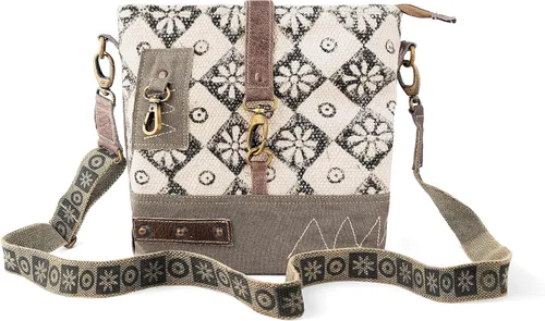 Vista 2 de 3B SHOUZO Messenger and Shoulder Bag - Upcycled Vintage Canvas & Leather