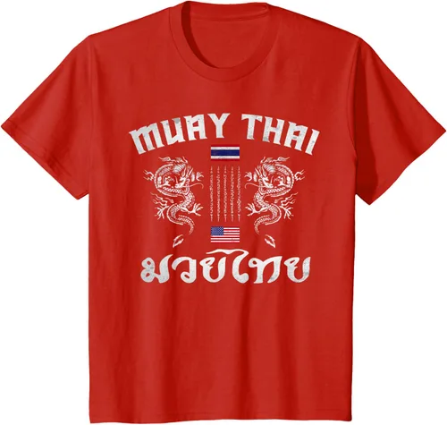 Vista 3 de Camiseta de equipo de entrenamiento de boxeo Muay Thai con bandera estadounidense de Tailandia, Negro, S