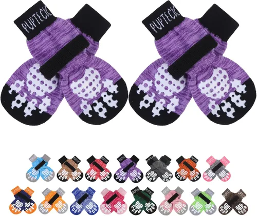 Vista 16 de PUPTECK Calcetines antideslizantes para perros con agarres de doble cara para perros pequeños, medianos y grandes, suelos de madera dura que evitan