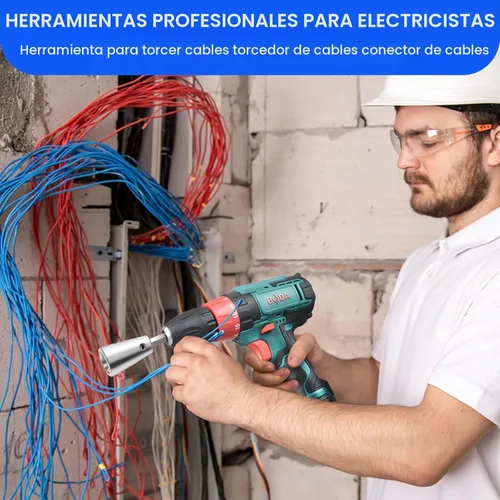 Vista 5 de Conector de tuerca de alambre premium, vástago de acero inoxidable, herramienta de torsión de cable duradero para taladro eléctrico (2 unidades)