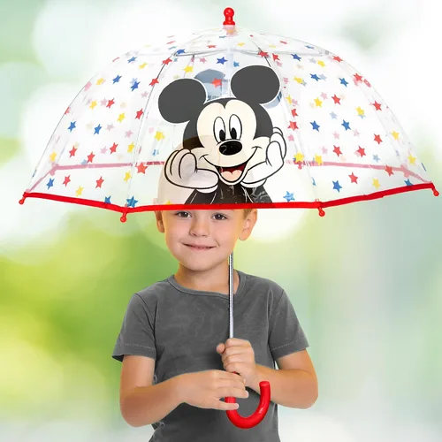 Vista 2 de Sombrilla transparente para niños de lluvia transparente con un mango de fácil agarre cúpula a prueba de viento de 3 a 10 años