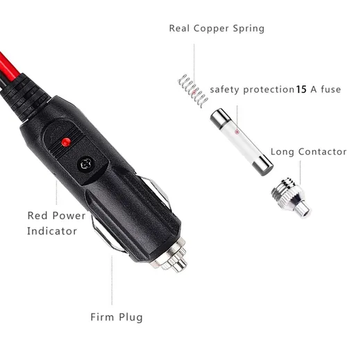 Vista 5 de Cable adaptador de encendedor de cigarrillos macho de 12 V, 24 V, resistente, 14 AWG, paquete de 2, enchufe macho para encendedor de cigarrillos