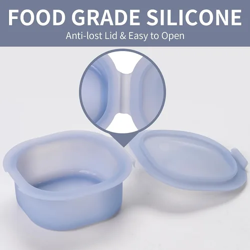 Vista 2 de Sartén para huevos con tapa, paquete de 3 moldes cuadrados de silicona para huevos, recipiente cuadrado antiadherente de 3 pulgadas para huevos