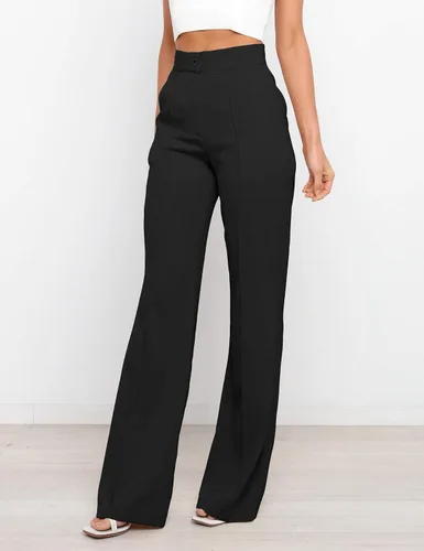 Vista 3 de Women's High Waist Casual Wide Leg Pants, Button Dress Pants for Women, Work Pants with Pockets for Women Office.