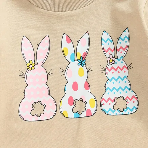 Vista 4 de GOOCHEER Mameluco de manga larga con cuello redondo para bebé, recién nacido, con texto en inglés "My First Easter", sudadera de manga larga