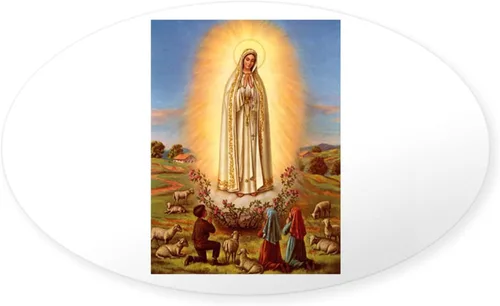 Vista 12 de CafePress - Adhesivo ovalado para parachoques de coche del Sagrado Corazón Inmaculado de María