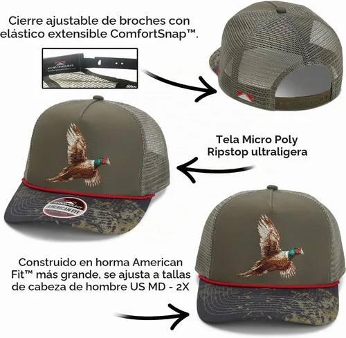 Vista 4 de Paramount Outdoors Upland Bird Hunting Hats for Men Pheasant and Quail Trucker Hats Color: Oliva