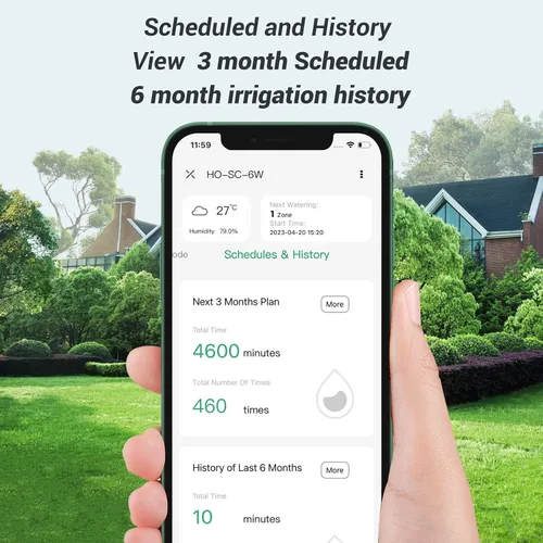 Vista 5 de Controlador de aspersor inteligente de 6 zonas, controlador de riego WiFi para interiores, APP gratuita, compatible con sensor de lluvia, ajuste