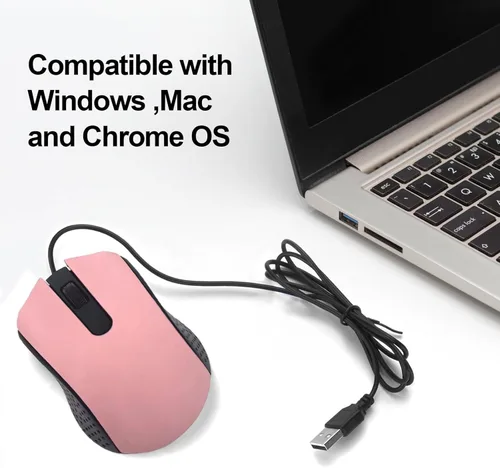 Vista 5 de Guiheng Paquete de 2 ratones ergonómicos con cable para computadora, USB para mano derecha o izquierda, clics duraderos para PC, laptop, computadora