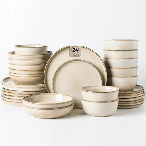 Vista 18 de GBHOME Juego de vajilla de cerámica para 4, 12 piezas, platos y cuencos de cerámica, platos resistentes a los arañazos, aptos para lavavajillas