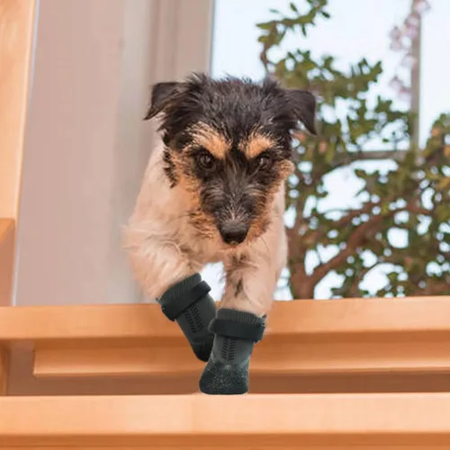 Vista 6 de Calcetines grandes para perros con goma antideslizante y correas de fijación, protector de patas antideslizante