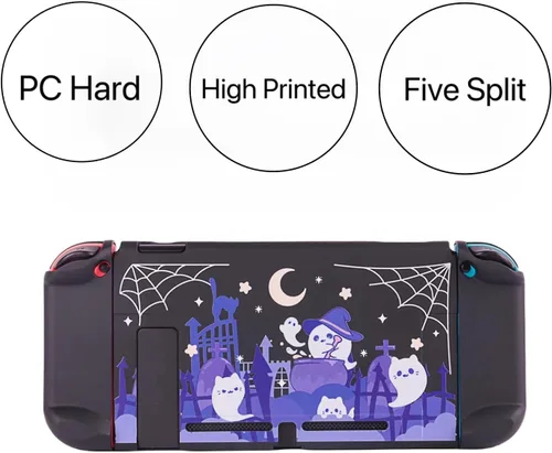Vista 2 de BLINGKIYO Funda protectora para Nintendo SwitchSwitch OLED, PC duro y carcasa acoplable de TPU suave para NS SwitchSkin para Switch OLED - Happy