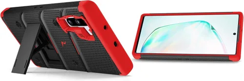 Vista 5 de Zizo Bolt Cover - Funda para Samsung Galaxy Note 10 y Kickstand y funda (negro/rojo)