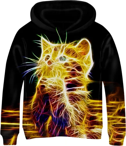 Vista 26 de Linnhoy Sudaderas con capucha para niños y niñas con estampado digital 3D de 6 a 15 años Cbai Blanco