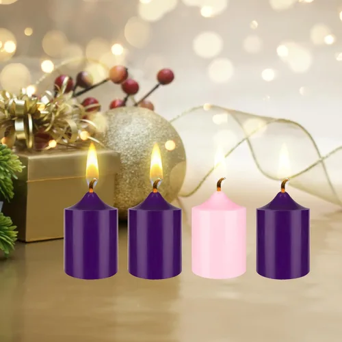 Vista 7 de Mega Candles Juego de 4 piezas de velas de Adviento de Navidad sin perfume, vertidas a mano de cera premium con parte superior en forma de campana