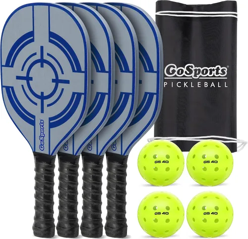 Vista 8 de GoSports Juego de Pickleball - Clásico, Retro, Azul Acero, o Amarillo - Incluye 4 Palas, 4 Pickleballs de Regulación y Estuche de Transporte 4