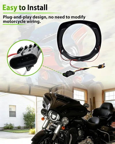 Vista 6 de Faros aro bisel anillo w/DRL para Street Glide Ultra Limited 14-23