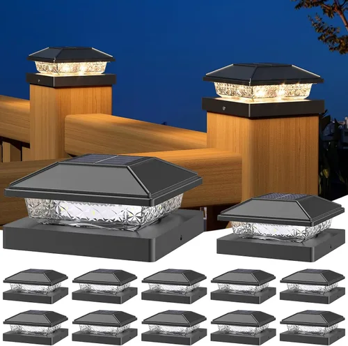 Vista 15 de NIORSUN Luces solares para postes de 4 x 4, blanco cálido, paquete de 12