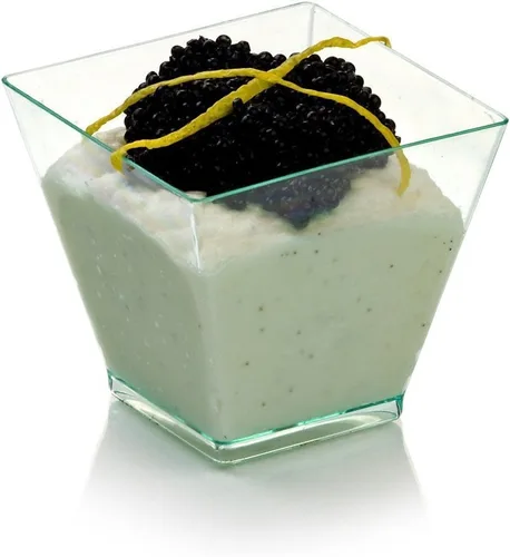 Vista 12 de Restaurantware Mini vaso de postre Kova de 2 onzas, elegantes vasos cuadrados de plástico rosa en polvo: perfecto para servir postres y muestras