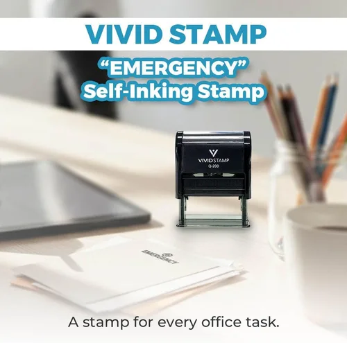 Vista 2 de Vivid Stamp Sellos de goma autoentintados médicos de emergencia (tinta en blanco) - Q-300 Negro