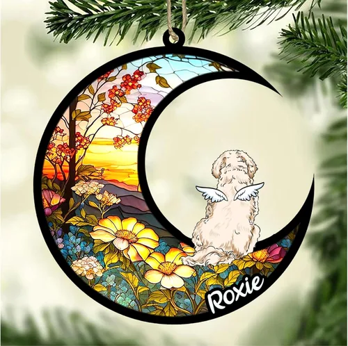 Vista 253 de LOVELYPOD Adorno de Navidad personalizado para perro Basset Hound (marrón) Basset Hound (marrón) adorno para atrapasoles de perro, razas de perros