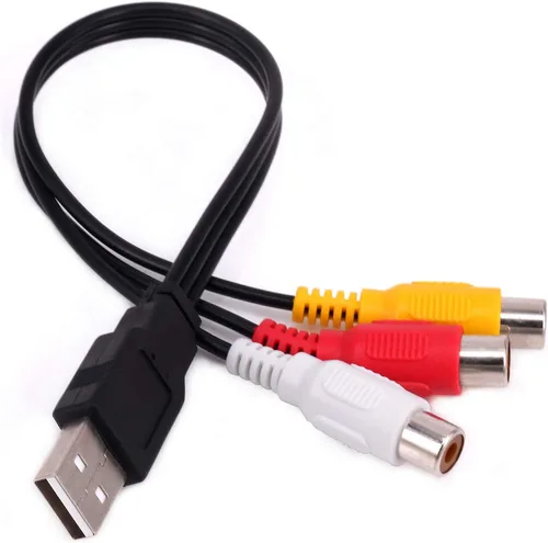 Vista 2 de BERANMEY - Cable USB a 3 RCA, [2 unidades] 0.8 ft USB macho a 3 RCA hembra, divisor de audio y video AV, cable adaptador compuesto para TV/PC.
