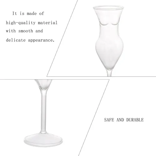 Vista 7 de 2 vasos de cristal transparente sexy Naked Miss con forma de cuerpo, vaso de cóctel transparente soplado a mano para cócteles, fiestas, decoración