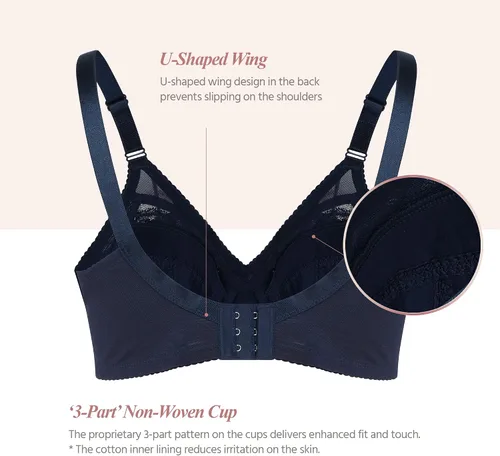 Vista 3 de Clivia Eureka - Brasier de malla transpirable de cobertura completa para mujer, ajuste perfecto y cómodo, brasier de alambre de alta calidad