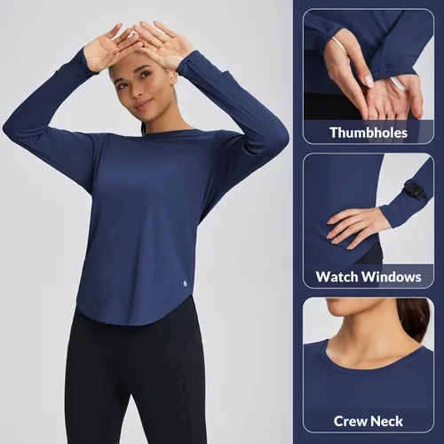 Vista 105 de BALEAF - Camisetas de sol de manga larga para mujer, con FPU 50+, para senderismo, ligeras, de secado rápido, protección contra rayos ultravioleta