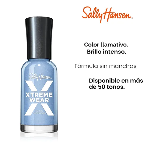 Vista 4 de Sally Hansen Xtreme Wear Esmalte de uñas sin rayas, acabado brillante, duradero, resistente a las astillas, transparente, color de uñas plateado 130