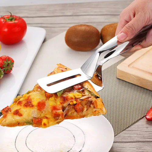 Vista 3 de AOOSY Pinzas para carne 304, pinza de cocción 3 en 1, espátula de doble cara, 10 pulgadas, multifuncional, de acero inoxidable, para alimentos